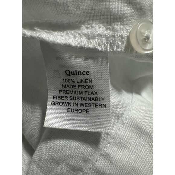 Quince 100% Linen Short Sleeve Button-Up Shirt in White – Size L - Picture 6 of 6